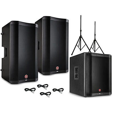 Harbinger VARI 2300 Series Powered Speakers Package With V2318S Subwoofer, Stands and Cables