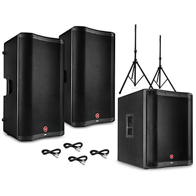 Harbinger VARI 2300 Series Powered Speakers Package With V2318S Subwoofer, Stands and Cables