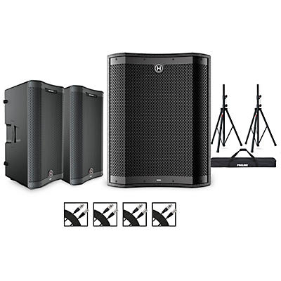 Harbinger VARI 3000 Series Powered Speakers Package With VS18 Subwoofer, Stands and Cables 12" Mains