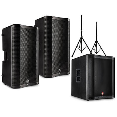 Harbinger VARI 4000 Series Powered Speakers Package With V2318S Subwoofer and Stands
