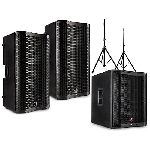 Harbinger VARI 4000 Series Powered Speakers Package with V2318S Subwoofer and Stands 15