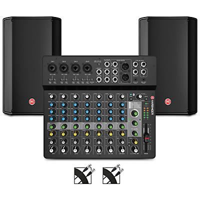 Harbinger VARI V1112 12" Powered Speakers Package With LV12 Mixer & Cables