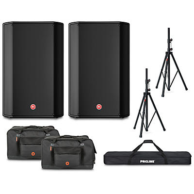 Harbinger VARI V1115 15" Powered Speakers Package With Bags & Stands