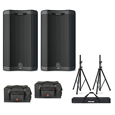 Harbinger VARI V3412 12" Powered Speakers Package With Bags and Stands