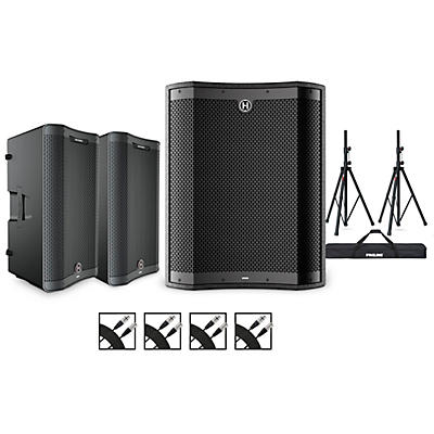 Harbinger VARI V3412 12" Powered Speakers Package With VS18 18" Subwoofer, Stands & Cables, 12" Mains