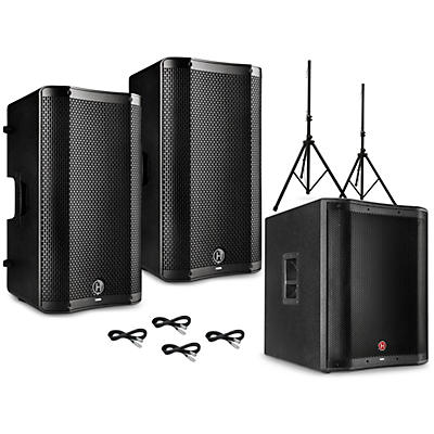 Harbinger VARI V4000 Series Powered Speakers Package With V2318S Subwoofer, Stands and Cables