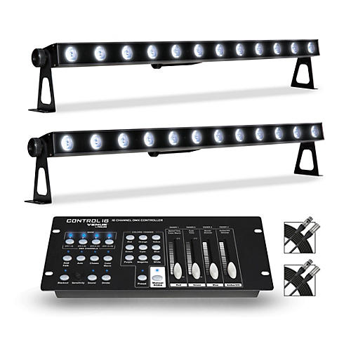 VENUE DMX Lighting Package with Two TriStrip3Z RGB LED Strip Stage Wash Lights, Controller and Cables