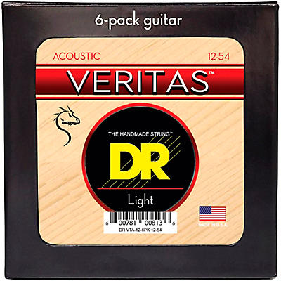 DR Strings VERITAS Uncoated Accurate Core Technology Acoustic Guitar Strings 6-Pack
