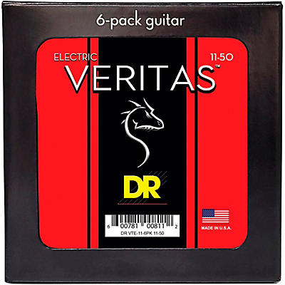 DR Strings VERITAS Uncoated Accurate Core Technology Electric Guitar Strings 6-Pack