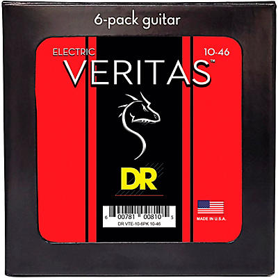DR Strings VERITAS Uncoated Accurate Core Technology Electric Guitar Strings 6-Pack