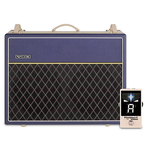 VOX VOX AC30 Custom 30W 2x12 Limited-Edition Tube Guitar Combo Amp w/ KORG Pitchblack X Pedal Tuner Blue/Cream