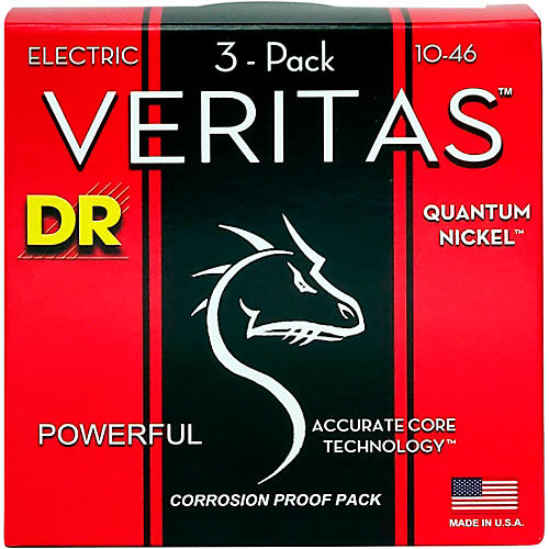 DR Strings Veritas - Accurate Core Technology Medium Electric Guitar Strings (10-46) 3-PACK