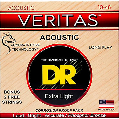 DR Strings Veritas - Perfect Pitch with Dragon Core Technology Custom Light Acoustic Strings (10-48)