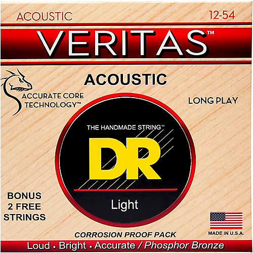 DR Strings Veritas - Perfect Pitch with Dragon Core Technology Light Acoustic Strings (12-54)