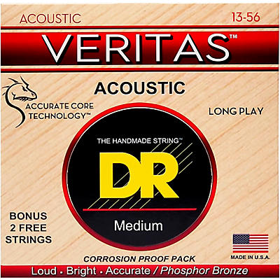 DR Strings Veritas - Perfect Pitch with Dragon Core Technology Light Acoustic Strings (13-56)