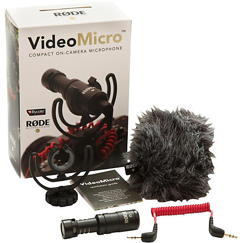 VideoMicro Compact Directional On-Camera Microphone With Shockmount, Windshield and Patch Cable