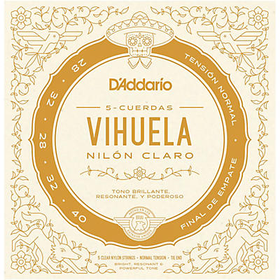 D'Addario Vihuela 5 String Set, Clear Nylon, Normal Tension