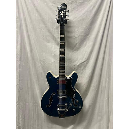 Hagstrom Viking Deluxe Hollow Body Electric Guitar Blue with White Sides
