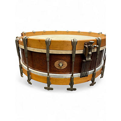 Vintage 1920s Ludwig 14X4.5 Thumb-Rod Snare No. 37 Natural Drum