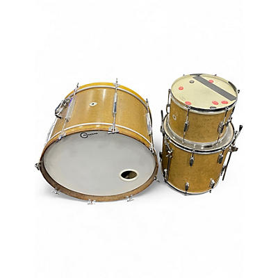Vintage 1949 Ludwig 3 Piece 1949 DRUM KIT WHITE OVAL ELKHART BADGES GOLD SPARKLE Drum Kit