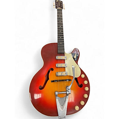 Vintage 1950s Harmony Rocket H59 Cherry Sunburst Hollow Body Electric Guitar