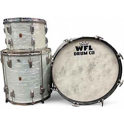Vintage 1950s Ludwig 3 Piece 1950s WFL Pearl White Drum Kit