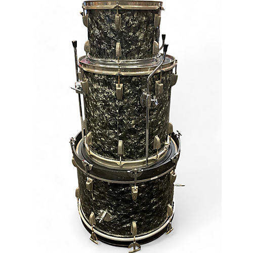 Ludwig Vintage 1960 Ludwig 3 Piece Downbeat Black Diamond Pear Drum Kit Black Diamond Pear