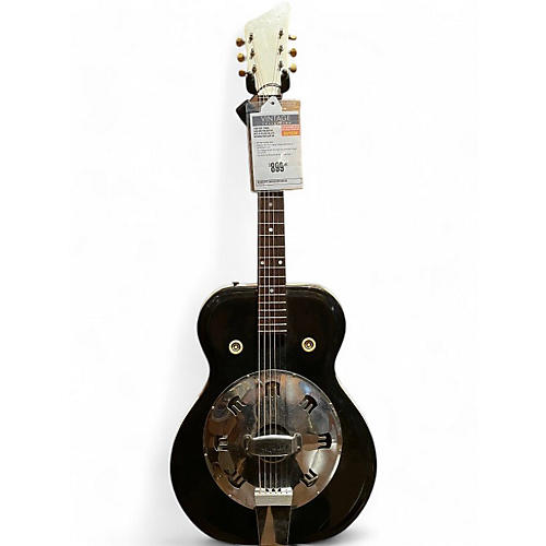 Airline Vintage 1960s Airline Folkstar Res-O-Glass Black Resonator Guitar Black