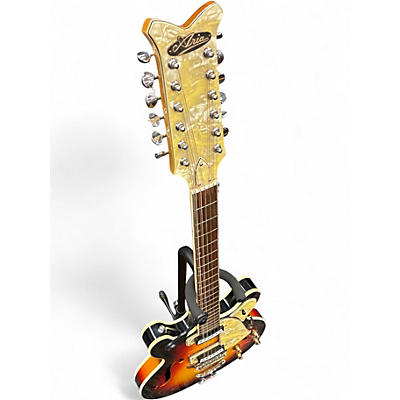 Vintage 1960s Aria 1202 3 Tone Sunburst Hollow Body Electric Guitar