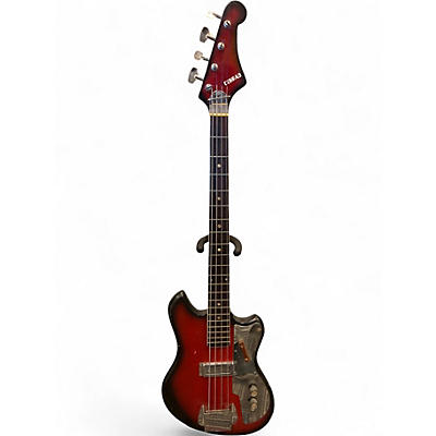 Vintage 1960s Conrad 1246 Red Burst Electric Bass Guitar
