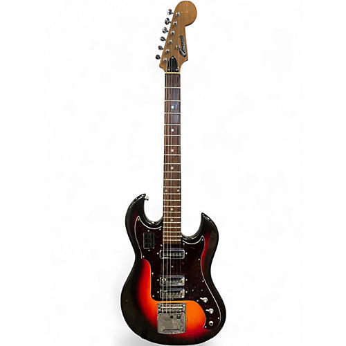 Vintage 1960s Conrad 1247 3 Tone Sunburst Solid Body Electric Guitar 3 Tone Sunburst