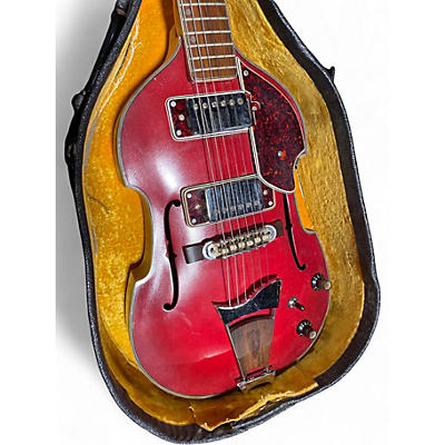 Vintage 1960s Conrad violin guitar Candy Apple Red Hollow Body Electric Guitar