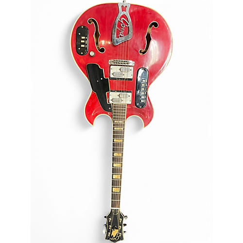Vintage 1960s Goya Rangemaster Red Hollow Body Electric Guitar Red