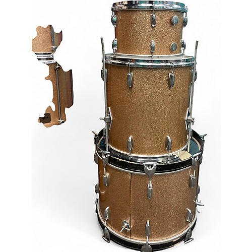 Vintage 1960s Gretsch Drums 3 Piece Name Band Champagne Drum Kit Champagne