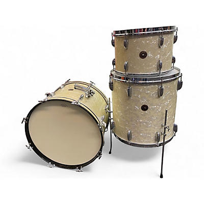 Vintage 1960s Gretsch Drums 3 Piece broadkaster white marine pearl Drum Kit