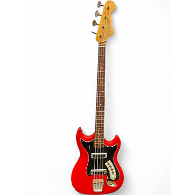 Vintage 1960s Hagstrom HII-B Red Electric Bass Guitar