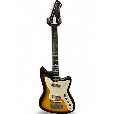 Vintage 1960s Harmony Bobcat Sunburst Solid Body Electric Guitar
