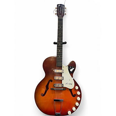 Vintage 1960s Harmony H-59 Rocket sunburst Hollow Body Electric Guitar