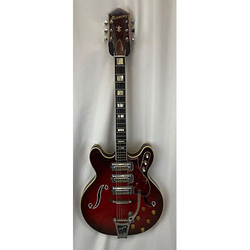 Harmony Vintage 1960s Harmony H-78 Metallic Candy Red Burst Hollow Body Electric Guitar Metallic Candy Red Burst