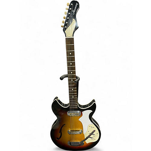 Vintage 1960s Harmony H-81 Rebel 3 Color Sunburst Hollow Body Electric Guitar 3 Color Sunburst