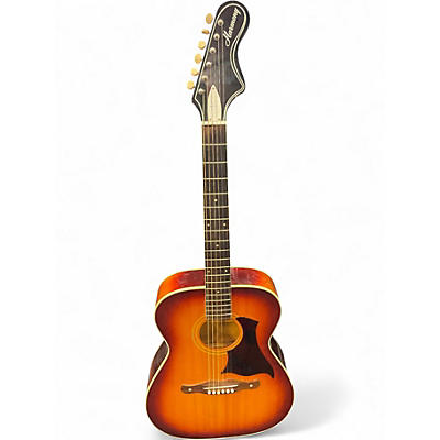 Vintage 1960s Harmony H168 Cherry Sunburst Acoustic Guitar