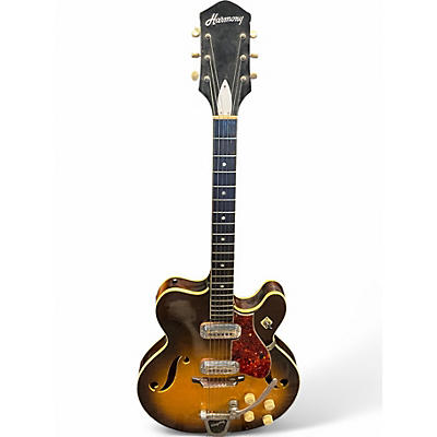 Vintage 1960s Harmony H74 SUNBURST Hollow Body Electric Guitar