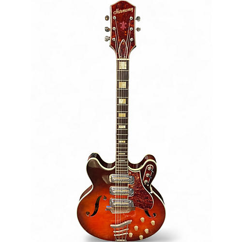Vintage 1960s Harmony H75 Sunburst Hollow Body Electric Guitar Sunburst