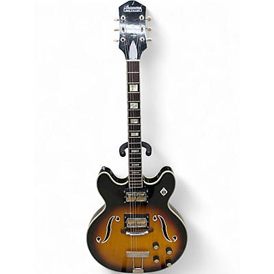 Vintage 1960s Harmony Meteor H60 Vintage Sunburst Hollow Body Electric Guitar