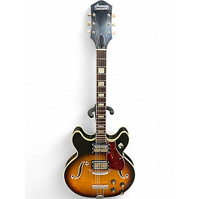 Vintage 1960s Harmony Meteor Tobacco Burst Hollow Body Electric Guitar