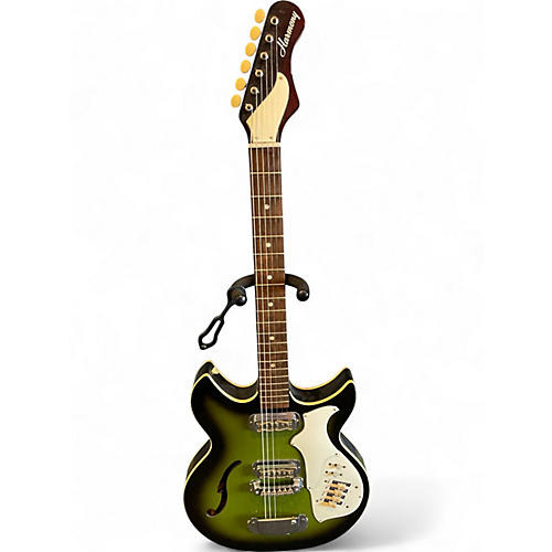 Vintage 1960s Harmony REBEL Green Hollow Body Electric Guitar Green