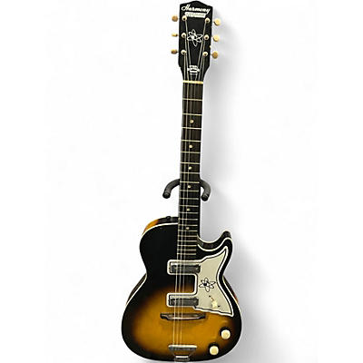 Vintage 1960s Harmony STRATOTONE 2 Color Sunburst Hollow Body Electric Guitar