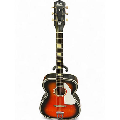Vintage 1960s Harmony Stella H1141 Grand Concert Red Burst Acoustic Guitar