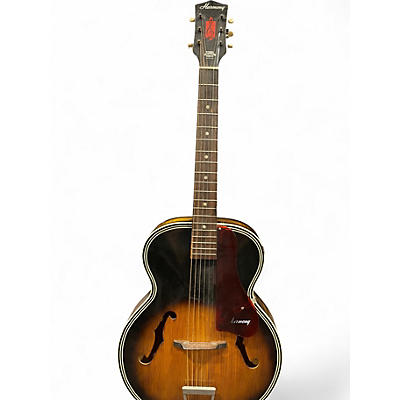 Vintage 1960s Harmony h1215 archtop Tobacco Burst Acoustic Guitar
