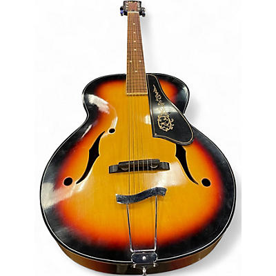 Vintage 1960s Kay Archtop Hollowbody 3 Tone Sunburst Acoustic Guitar